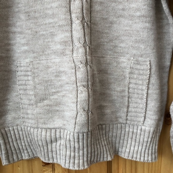 Vintage Society taupe cable knit pullover pouch pocket sweater size M - Picture 6 of 10